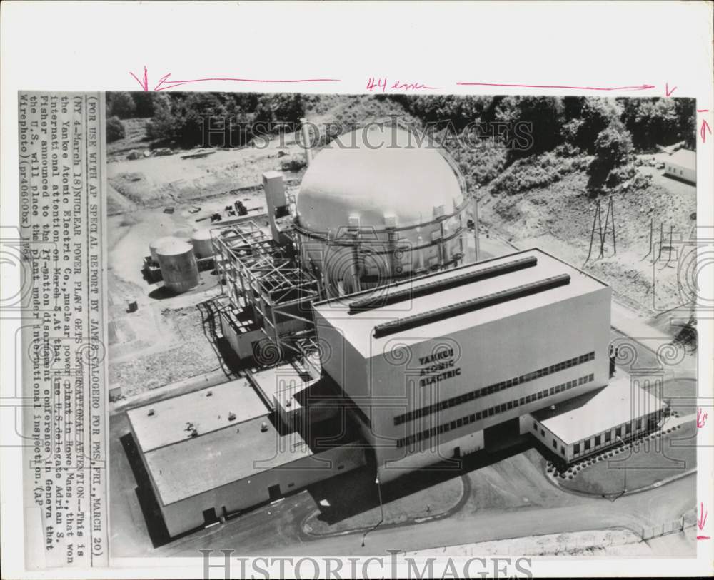 1964 Press Photo Aerial view of nuclear power plant in Howe, Massachusetts- Historic Images