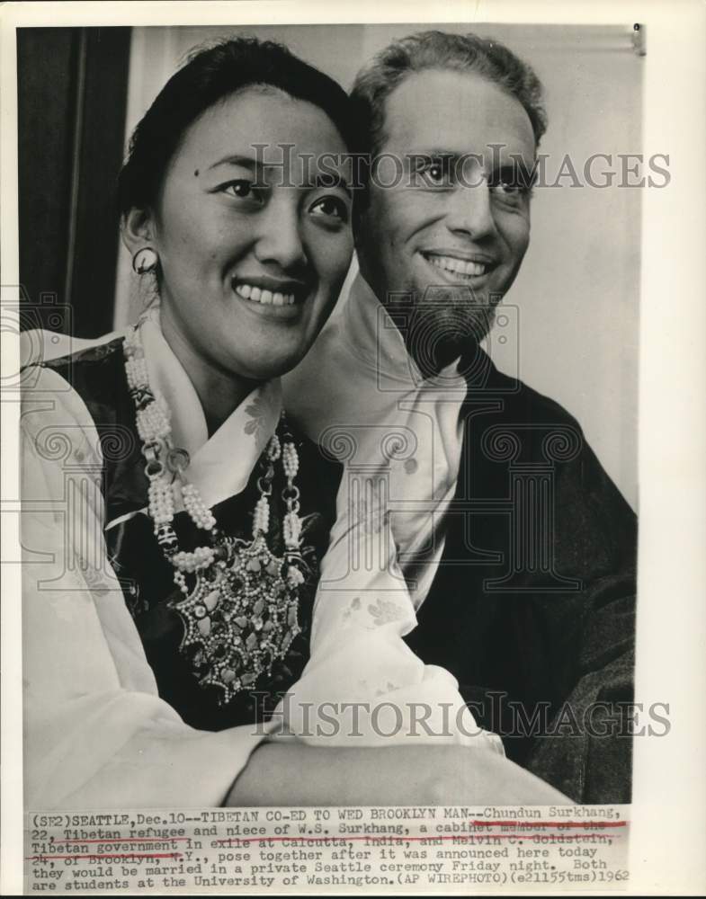 1962 Press Photo Chundun Surkhang of Tibet and Melvin Goldstein in Seattle- Historic Images