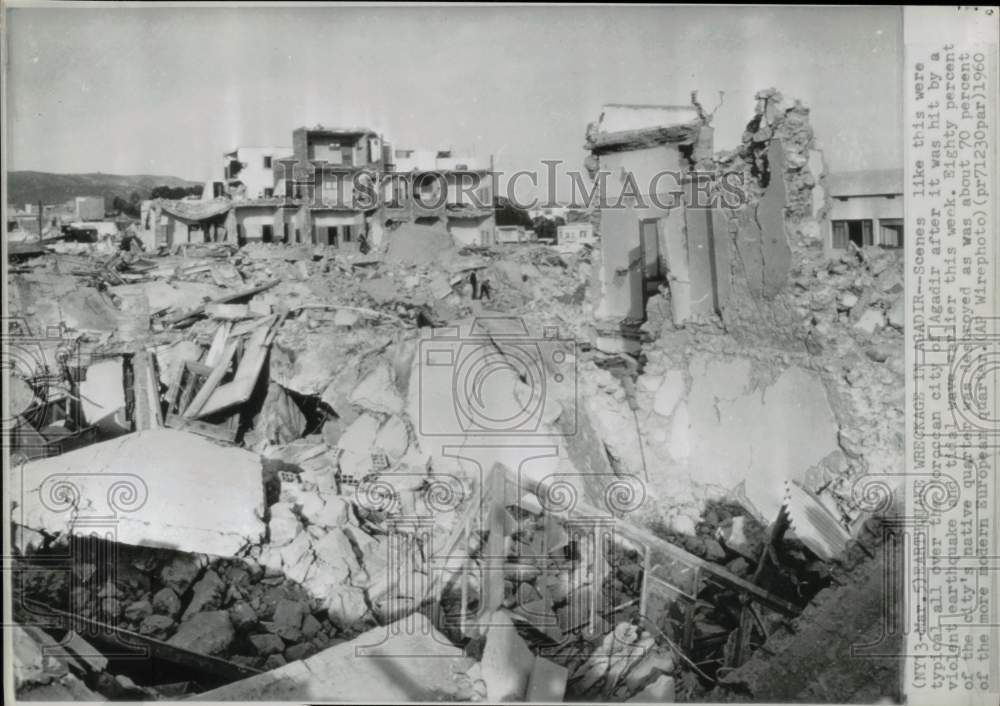 1960 Press Photo Aftermath of earthquake in Agadir, Morocco - hpw11813- Historic Images