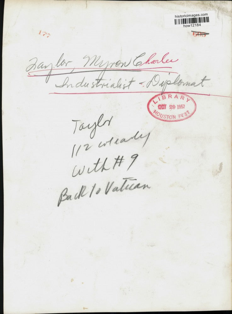 1942 Press Photo Myron Taylor arrives New York's La Guardia Field - hpw12184