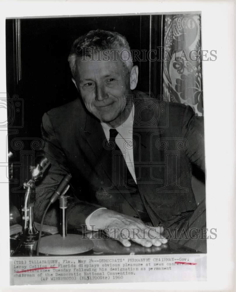 1960 Press Photo Governor LeRoy Collins speaks at Tallahassee news conference.- Historic Images