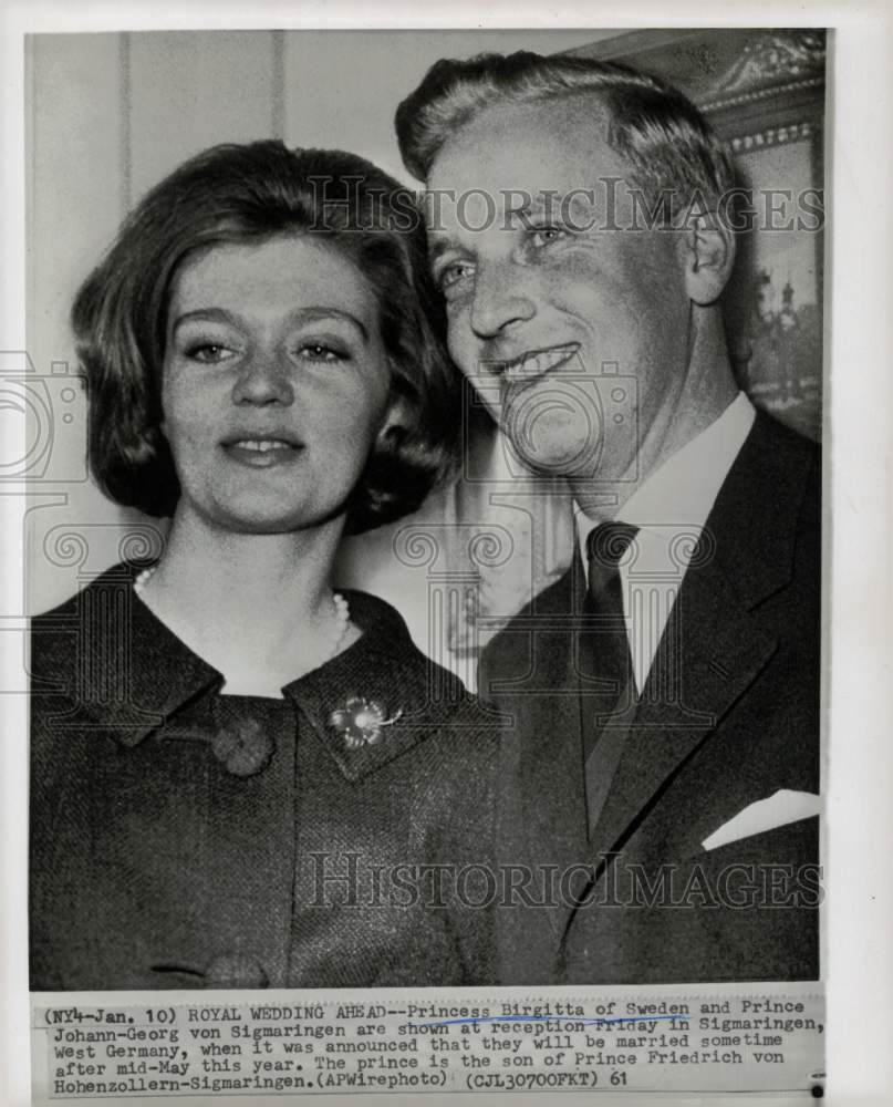 1961 Press Photo Princess Birgitta and Prince Johann-Georg at Sigmaringen party.- Historic Images