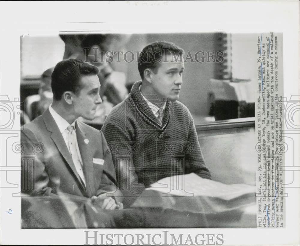 1961 Press Photo Accused murderers James Latham, George York in Russell, Kansas- Historic Images