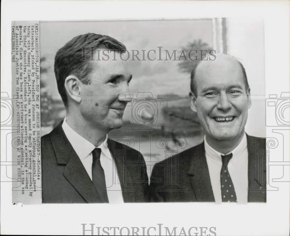 1965 Press Photo Atty. Gen. Nicholas Katzenbach and Ramsey Clark, Washington- Historic Images