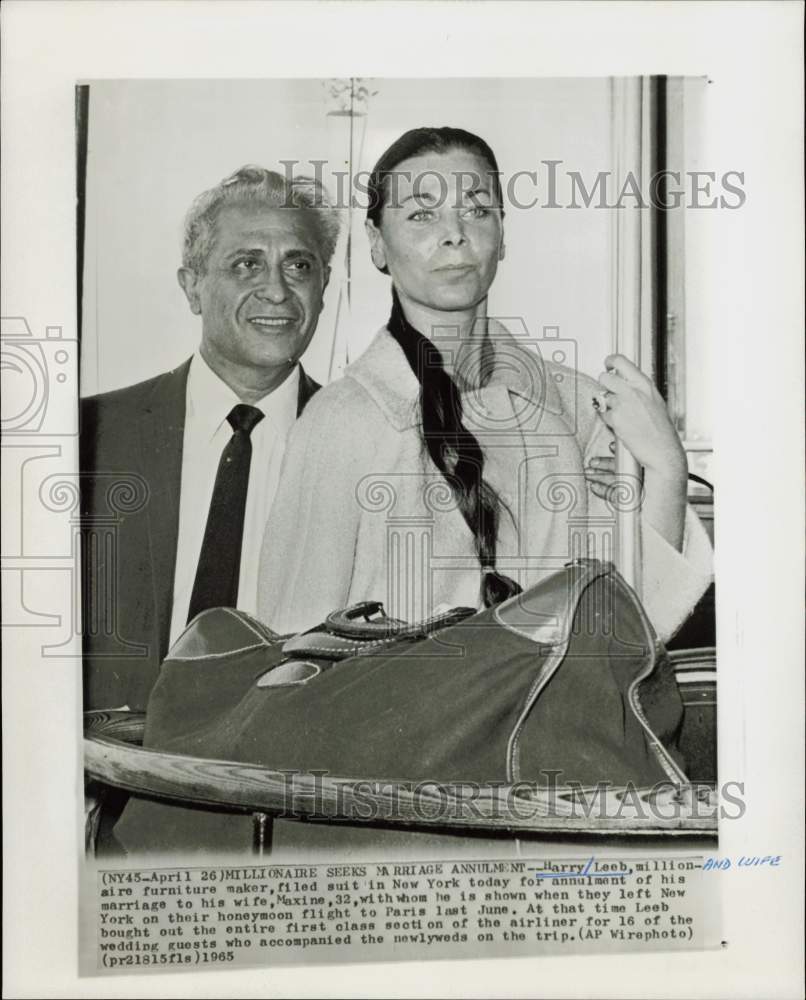 1964 Press Photo Harry Leeb and wife leaving New York on honeymoon trip.- Historic Images