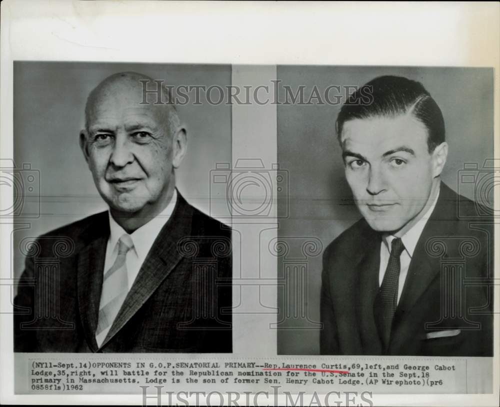 1962 Press Photo Senatorial opponents Laurence Curtis and George Cabot Lodge.- Historic Images