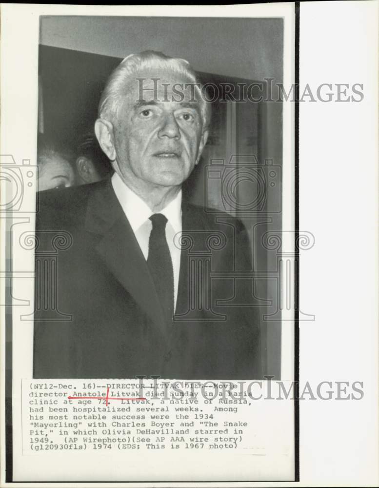 1967 Press Photo Anatole Litvak, movie director, native of Russia. - hpw37434- Historic Images