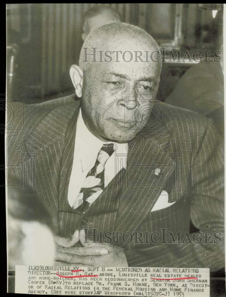 1953 Press Photo Joseph R. Ray, Louisville real estate dealer and home-builder.- Historic Images