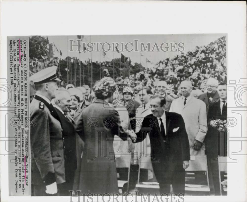 1965 Press Photo Mayor Robert Wagner greets Denmark&#39;s Princess Benedikte.- Historic Images