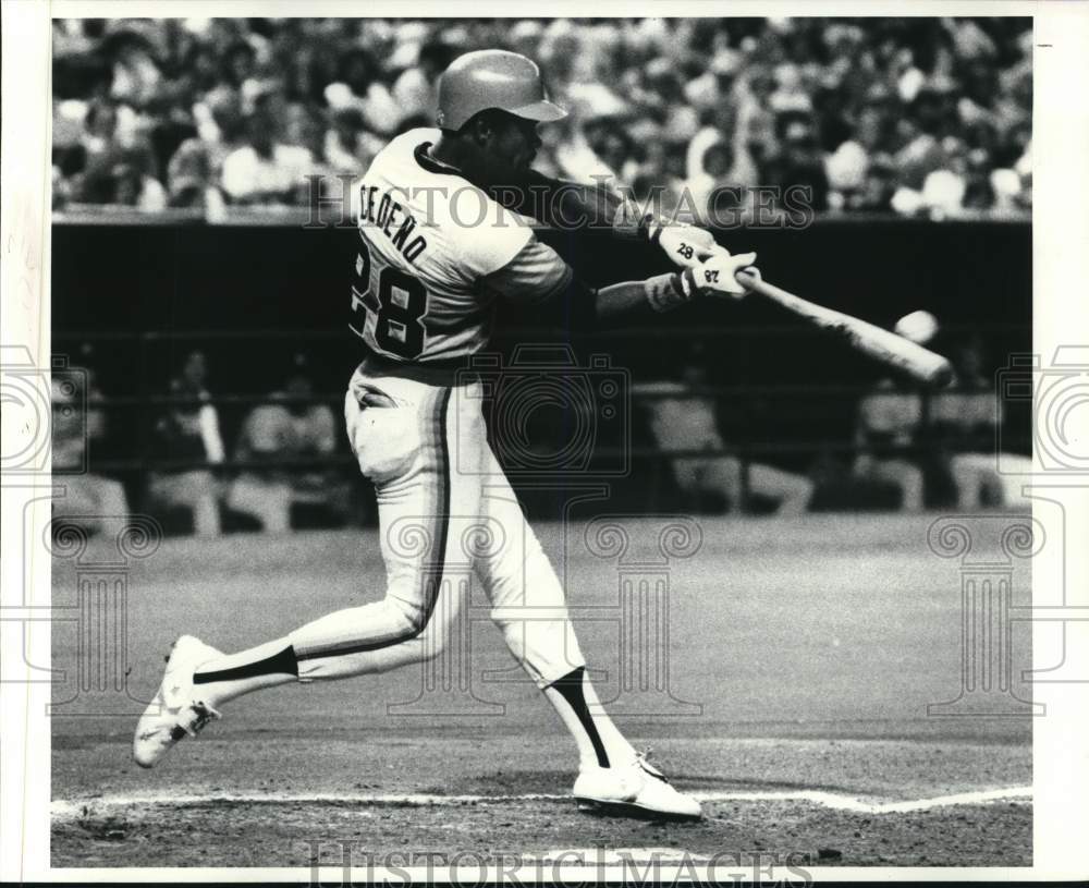 1980 Press Photo Houston Astros Baseball Player Cesar Cedeno gets Base Hit- Historic Images