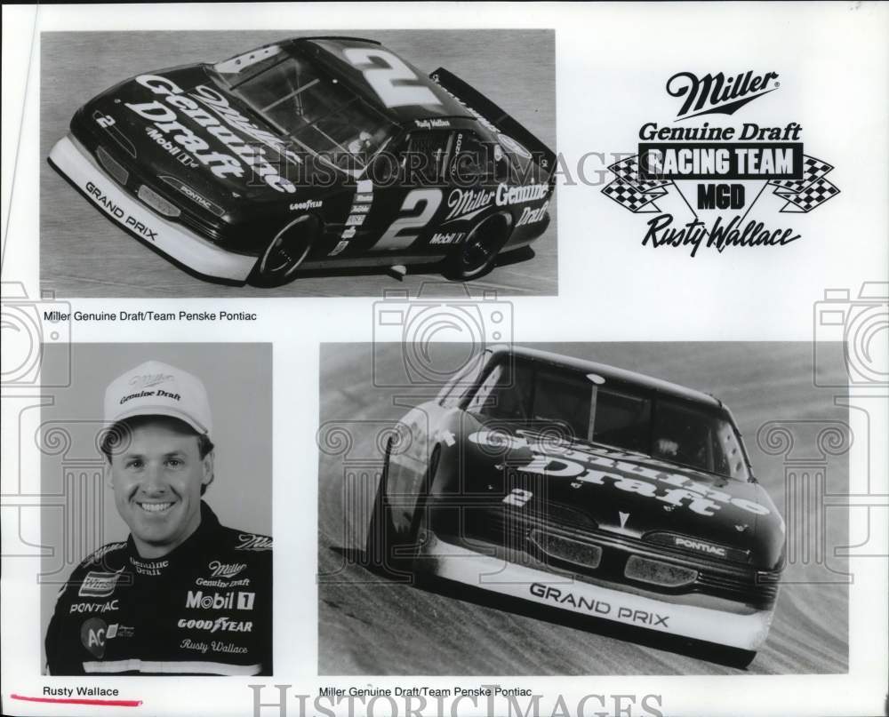 Press Photo Auto Racer Rusty Wallace with Miller Genuine Draft Racing Team- Historic Images