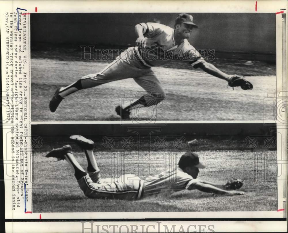 1972 Press Photo Minnesota Twins Baseball Player Cesar Tovar in Milwaukee Game- Historic Images