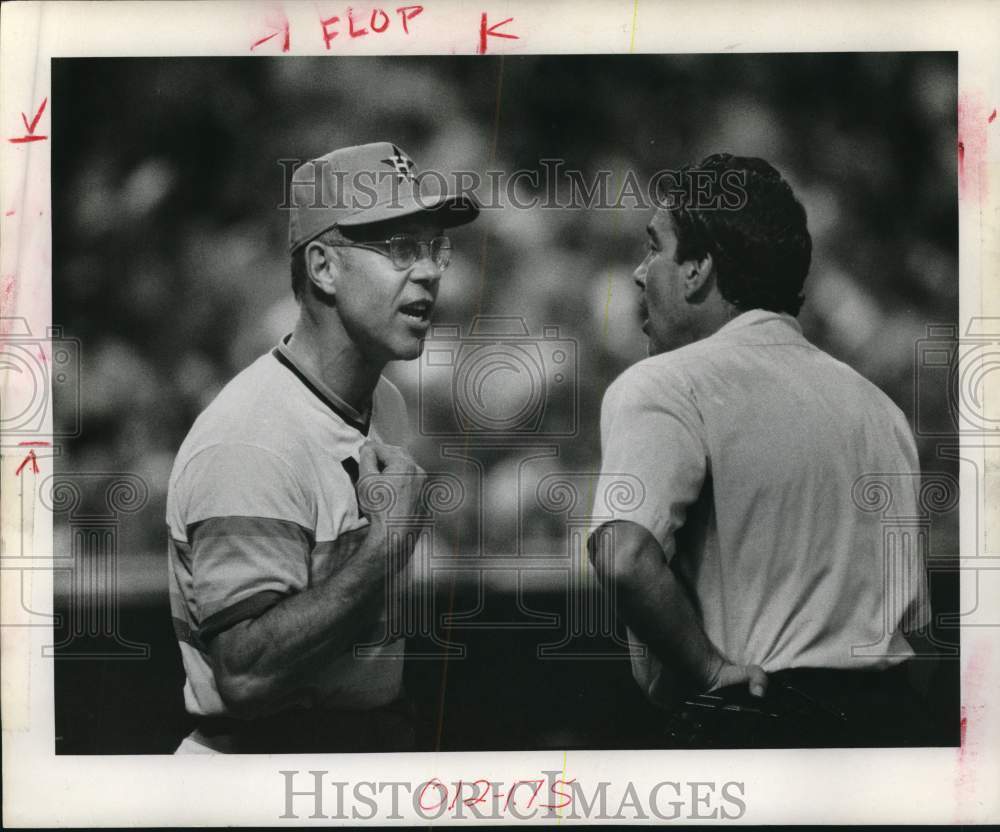 1979 Press Photo Houston Astros Manager with Umpire at Giants Baseball Game- Historic Images