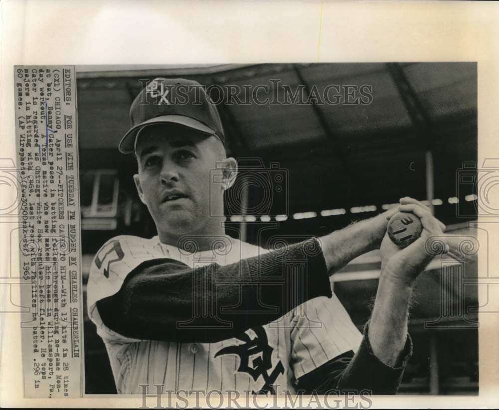 1965 Press Photo Danny Cater of Chicago White Sox Baseball at Batting Practice- Historic Images