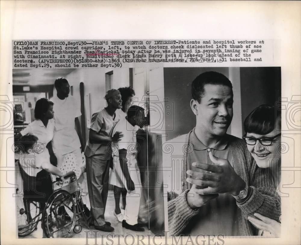 1965 Press Photo San Francisco Baseballer Juan Marichal at St. Luke&#39;s Hospital- Historic Images