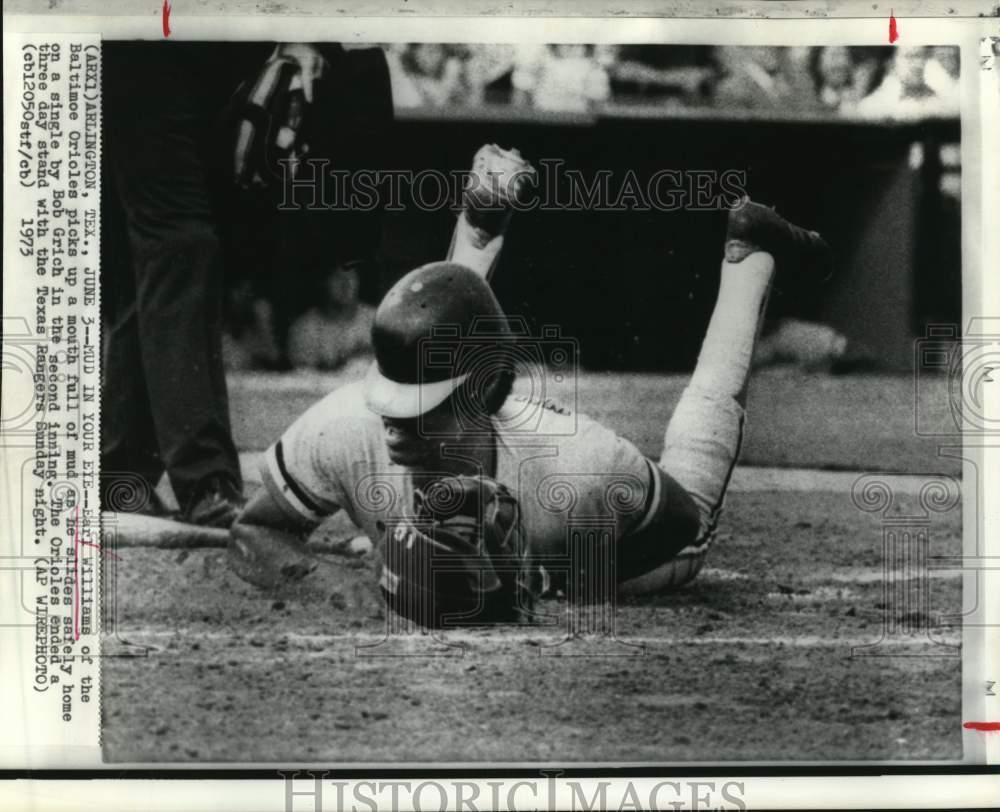 1973 Press Photo Earl Williams of Baltimore Orioles Baseball in Texas Game- Historic Images