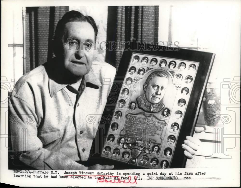 1957 Press Photo Joseph Vincent McCarthy after elected to Baseball Hall of Fame- Historic Images