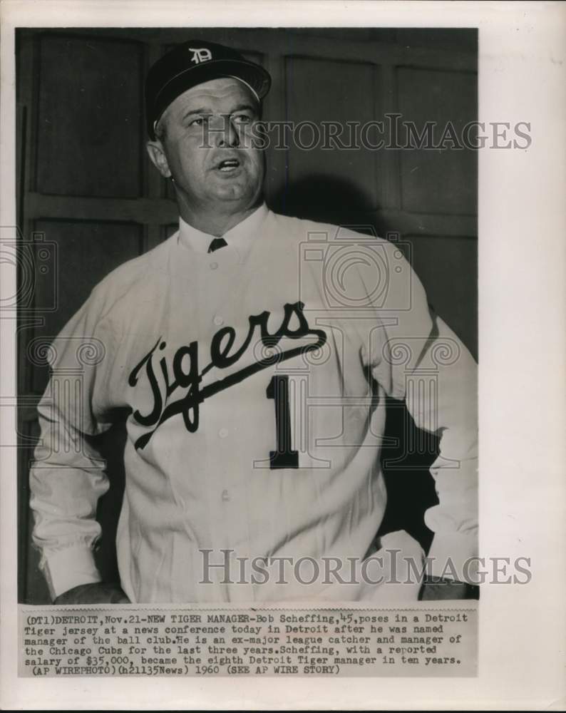 1960 Press Photo Bob Scheffing, Manager of Detroit Tigers Baseball Team- Historic Images