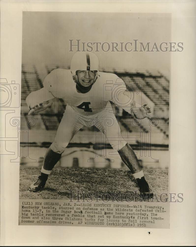 1951 Press Photo Walt Yowarsky, Kentucky Football Tackle - hpx00782- Historic Images