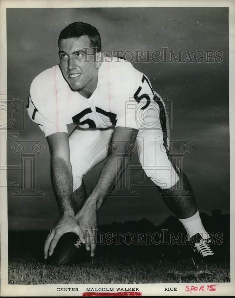 1963 Press Photo Malcolm Walker, Rice University Football Center - hpx00886- Historic Images