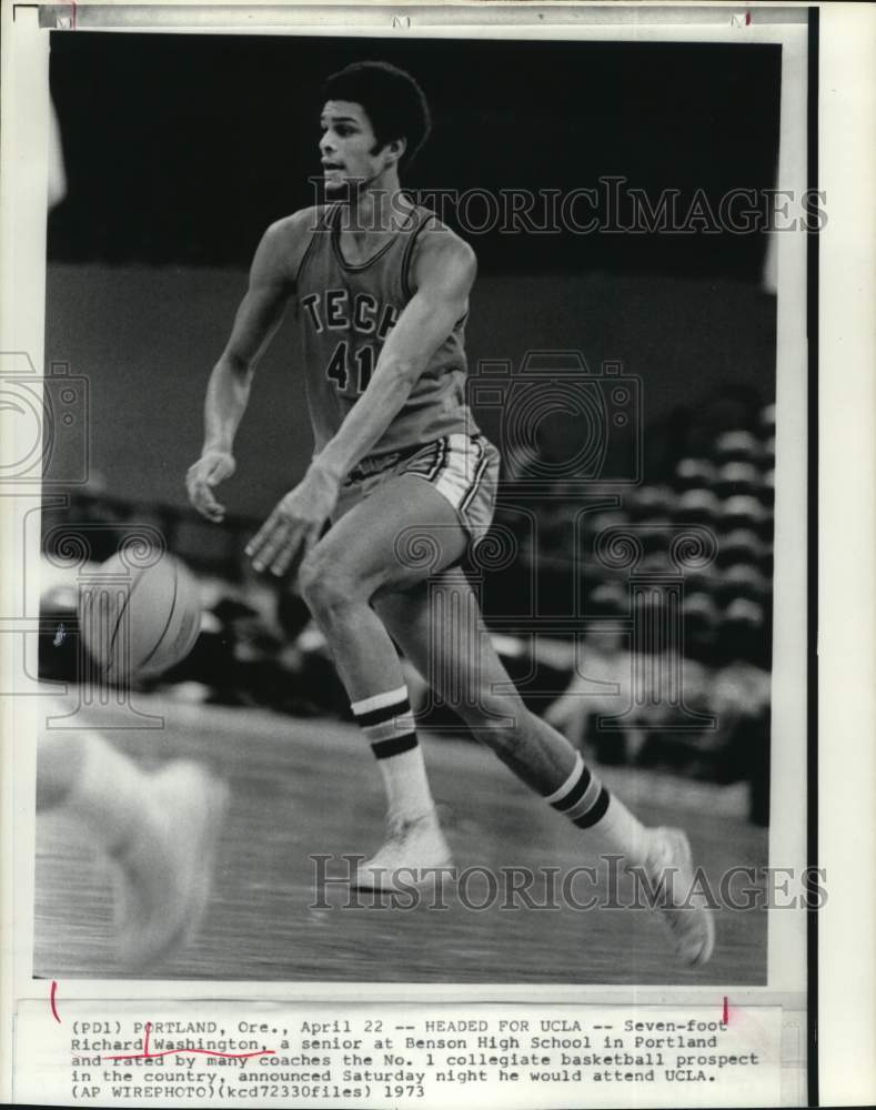 1973 Press Photo Richard Washington, Basketball Player from Portland, Oregon- Historic Images