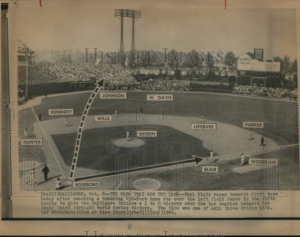 1966 Press Photo Baltimore Orioles win over Los Angeles Dodgers in World Series- Historic Images