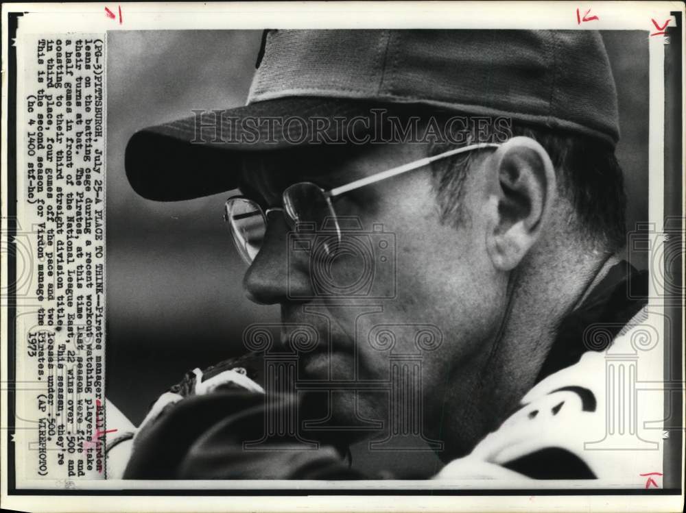 1973 Press Photo Pittsburgh Pirates Baseball Manager Bill Virdon at Practice- Historic Images