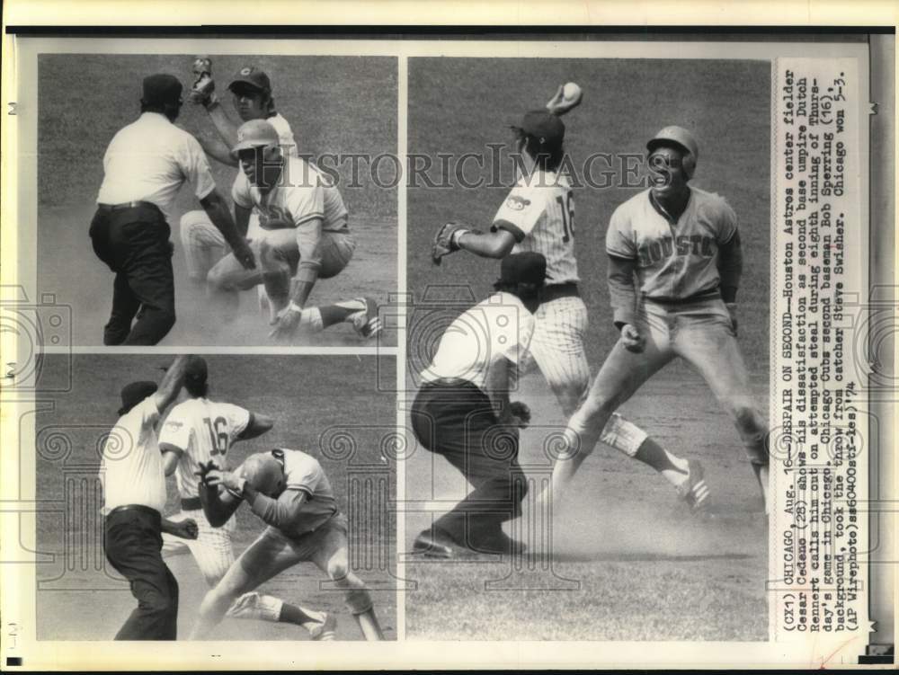 Dutch Rennert 1974 Press Photo Umpire Dutch Rennert at Houston Astros, Chicago Cubs ...