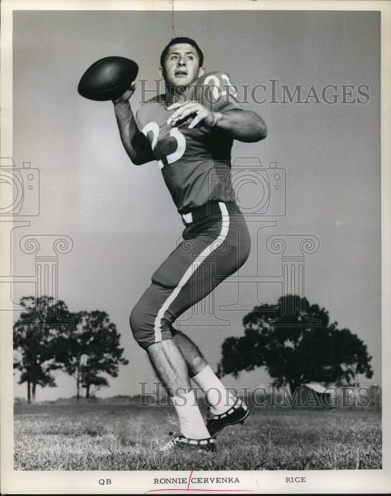 1963 Press Photo Ronnie Cervenka, Rice University Football Quarterback- Historic Images