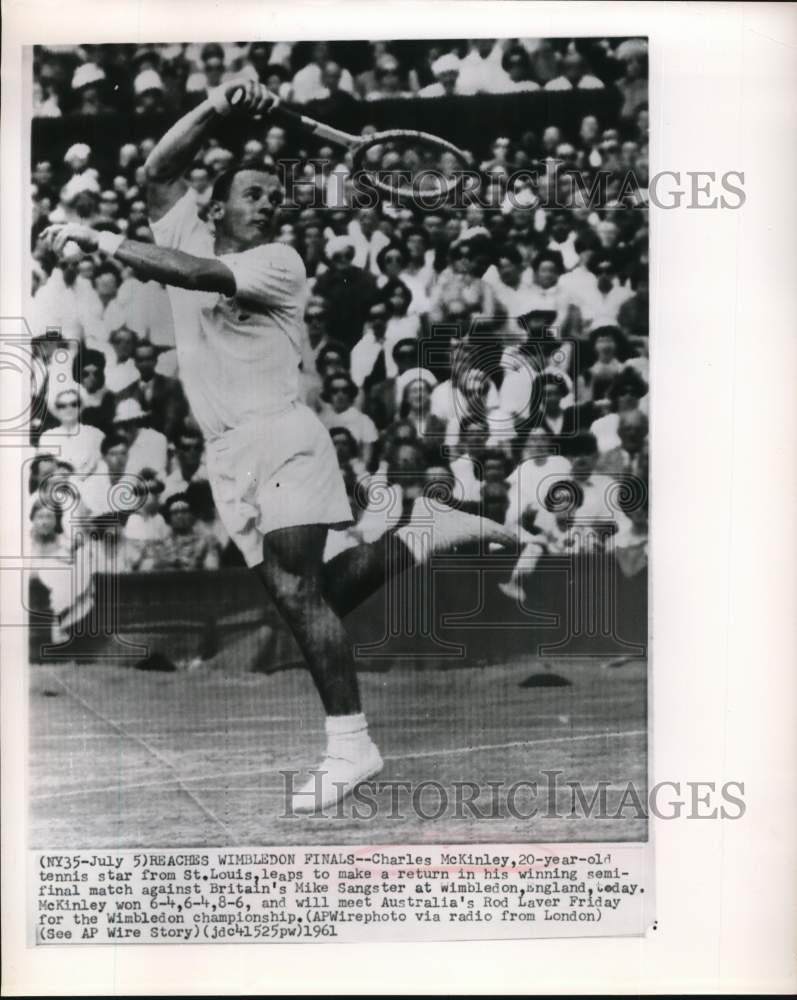 1961 Press Photo Charles McKinley in Wimbledon, England Tennis Match - hpx01616- Historic Images