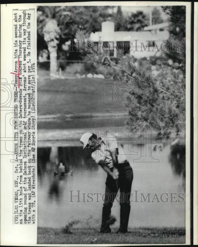 1974 Press Photo Tommy Arron at Sahara-Nevada Golf Course in Golf Tournament- Historic Images