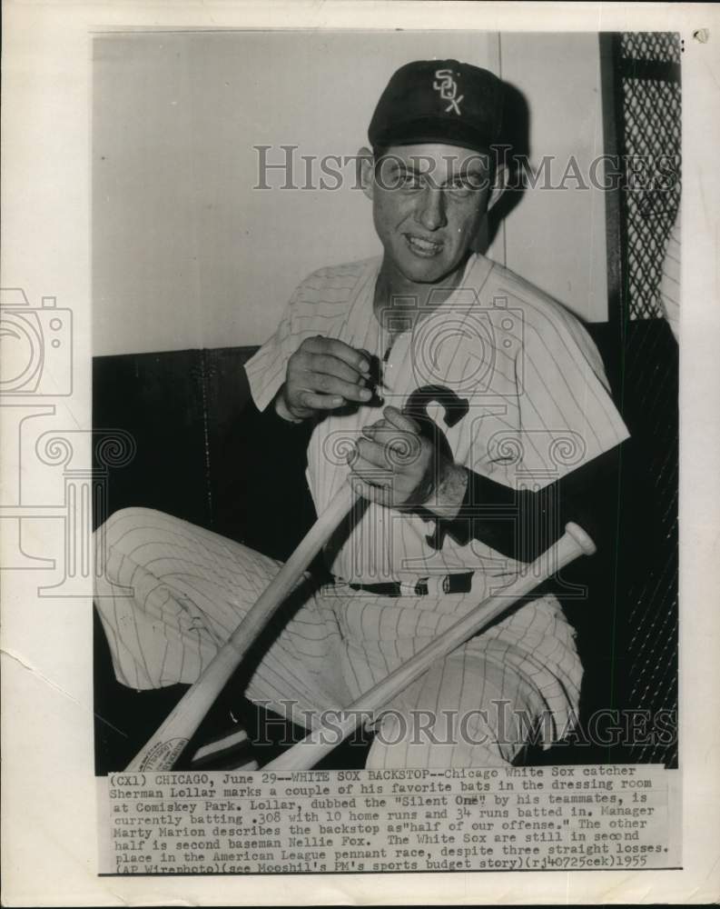 1955 Press Photo Chicago White Sox Baseball Catcher Sherman Lollar - hpx01711- Historic Images