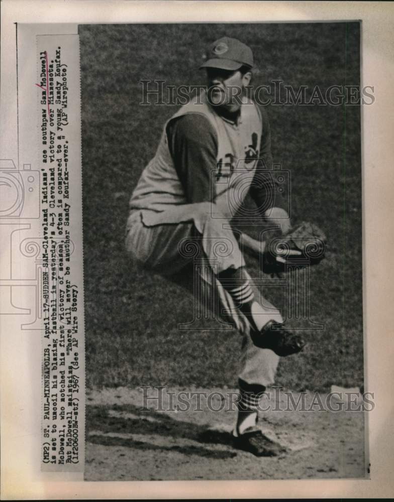 1967 Press Photo Sam McDowell, Cleveland Indians Baseball Pitcher in Minnesota- Historic Images