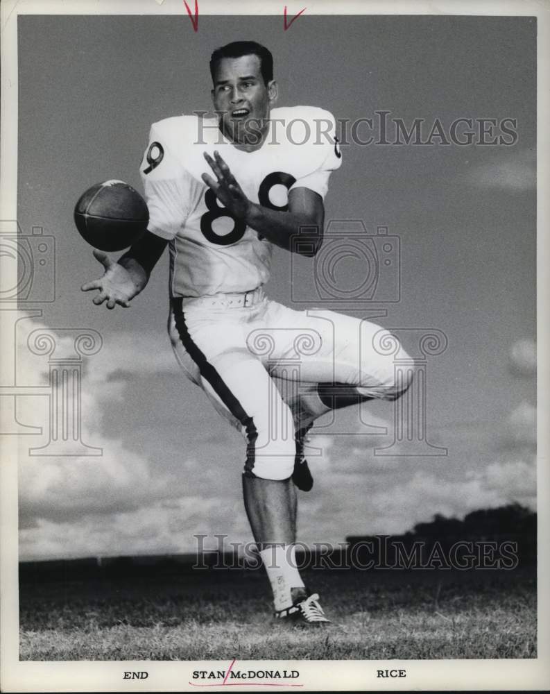 1962 Press Photo Stan McDonald, Rice University Football End - hpx02053- Historic Images
