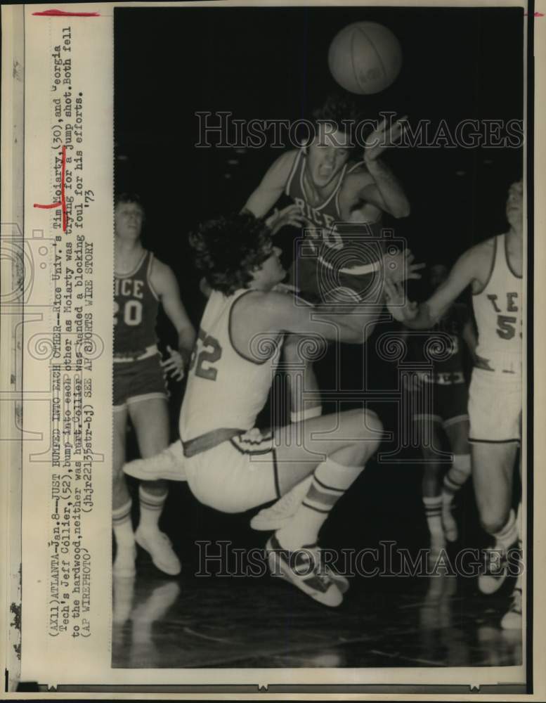 1973 Press Photo Tim Moiarty, Jeff Collier in Rice University vs. Georgia Tech- Historic Images