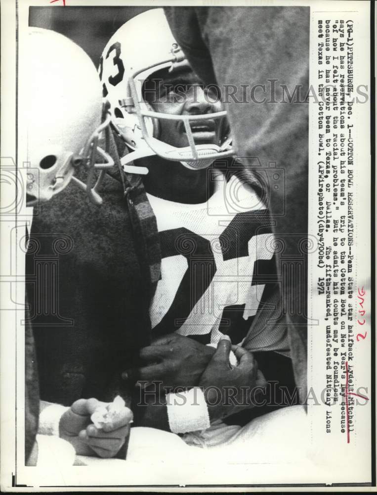 1971 Press Photo Lydell Mitchell Penn State Football Halfback in Pittsburgh- Historic Images