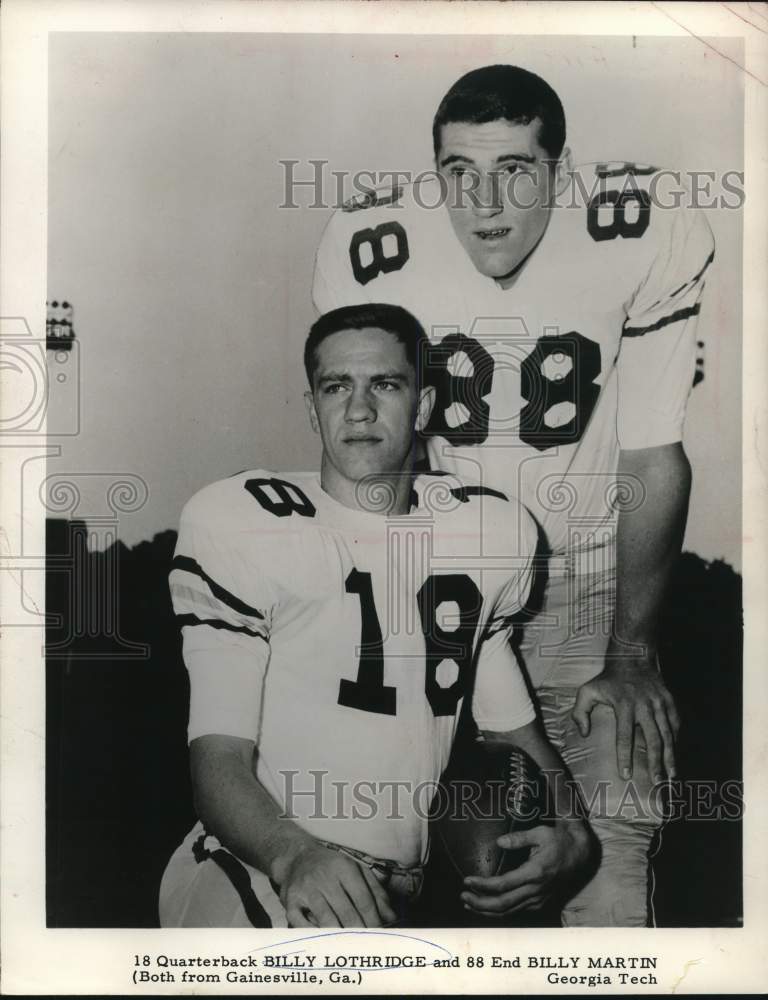 1962 Press Photo Billy Lothridge and Billy Martin, Georgia Tech Football Players- Historic Images