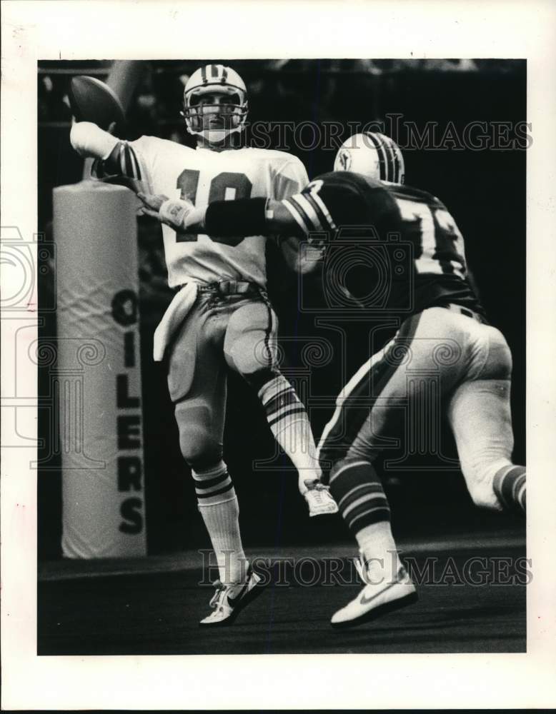 1983 Press Photo Houston Oilers Football Quarterback Oliver Luck, Dolphins Game- Historic Images