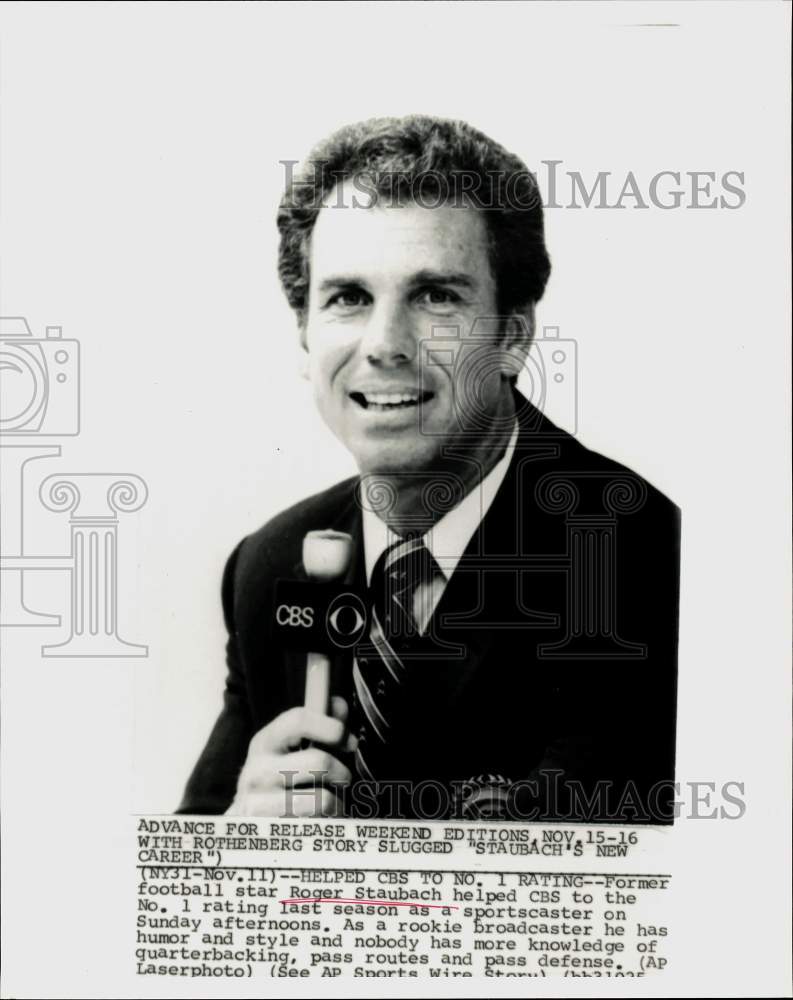 Press Photo Former Cowboys football player, Roger Staubach, new CBS sportscaster- Historic Images