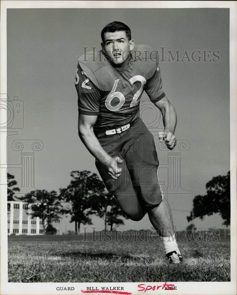 1963 Press Photo Rice University football player, Bill Walker - hpx03767- Historic Images