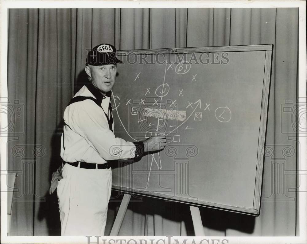 1957 Press Photo Southwest Conference referee Cliff Shaw on &quot;Football Review&quot;- Historic Images