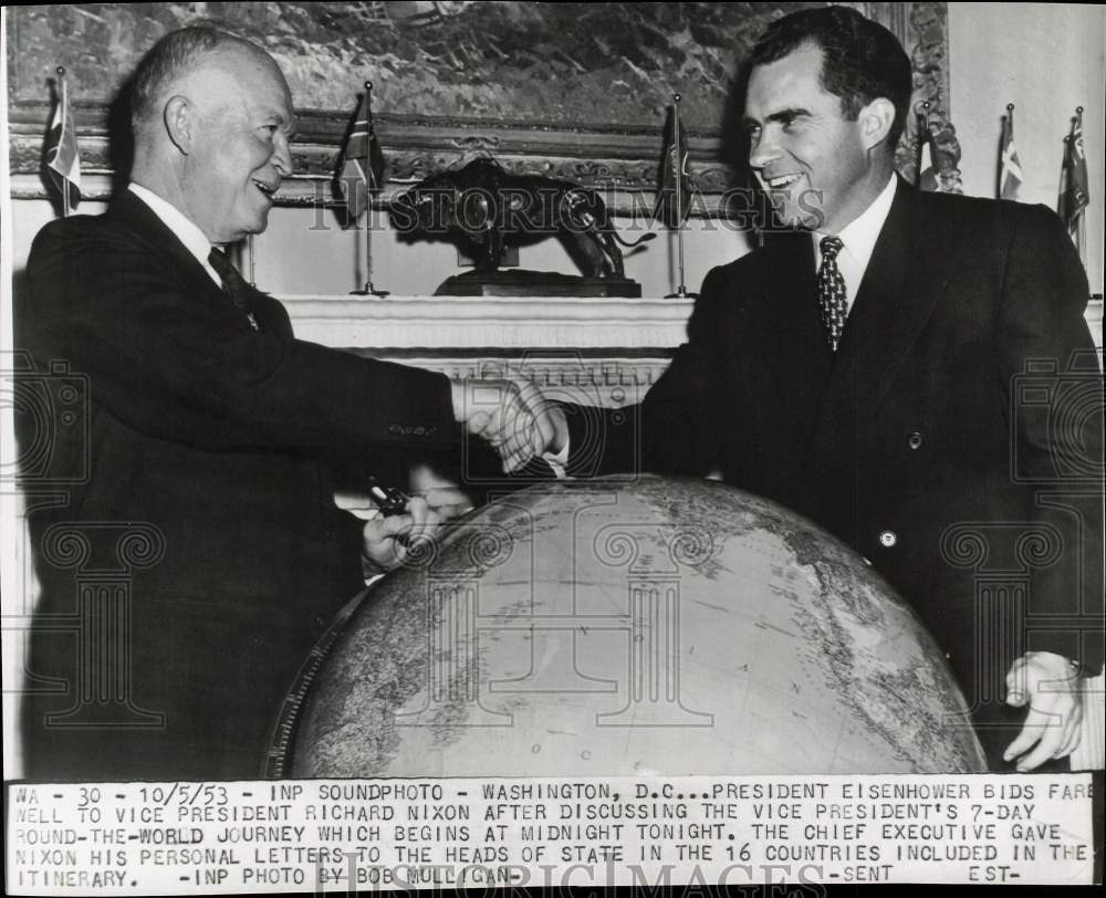 1953 Press Photo President Eisenhower with Vice President Richard Nixon in DC- Historic Images