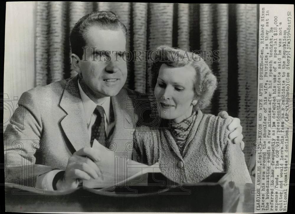 1952 Press Photo Senator and Mrs. Richard Nixon after speech in Los Angeles- Historic Images