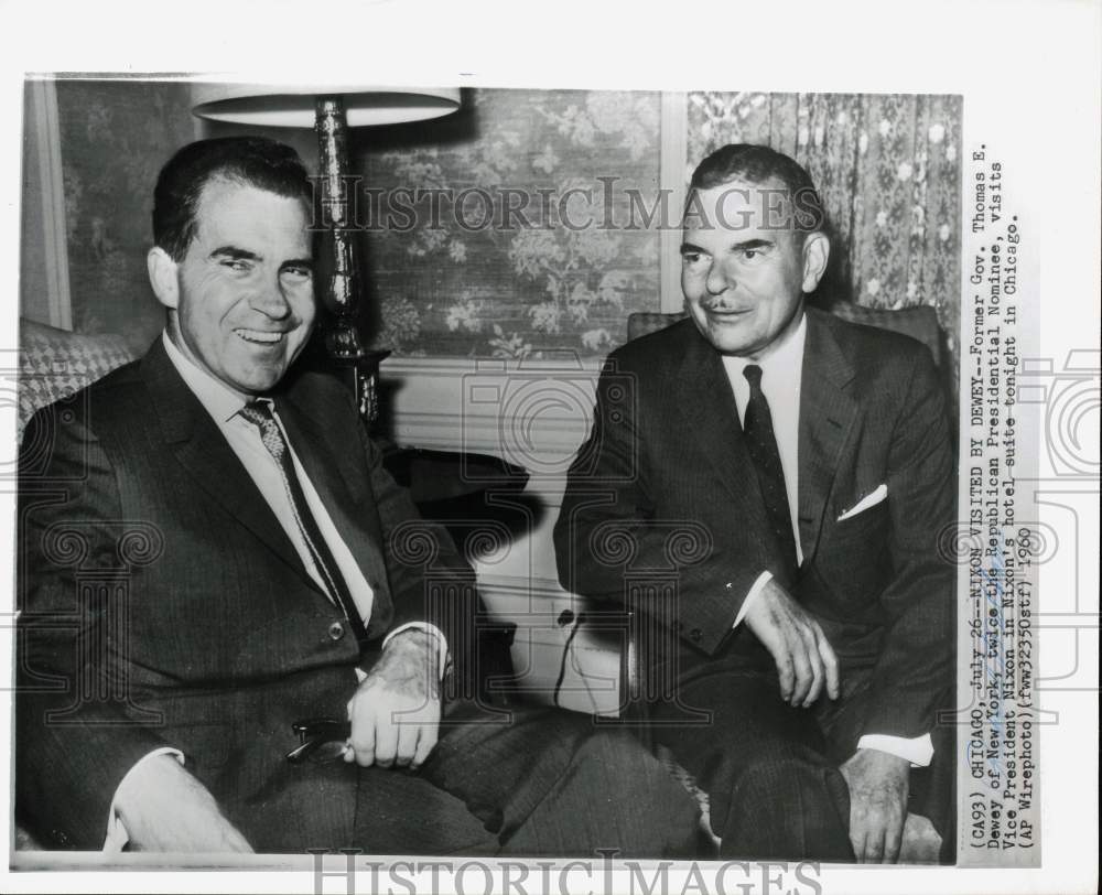 1960 Press Photo VP Richard Nixon with Former Gov. Thomas E. Dewey in Chicago- Historic Images