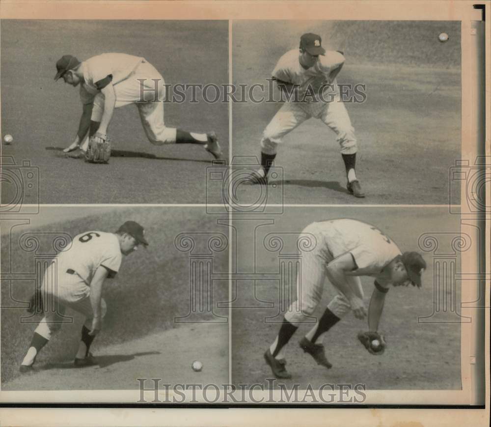 1966 Press Photo Yankee third baseman Clete Boyer in various plays at game- Historic Images