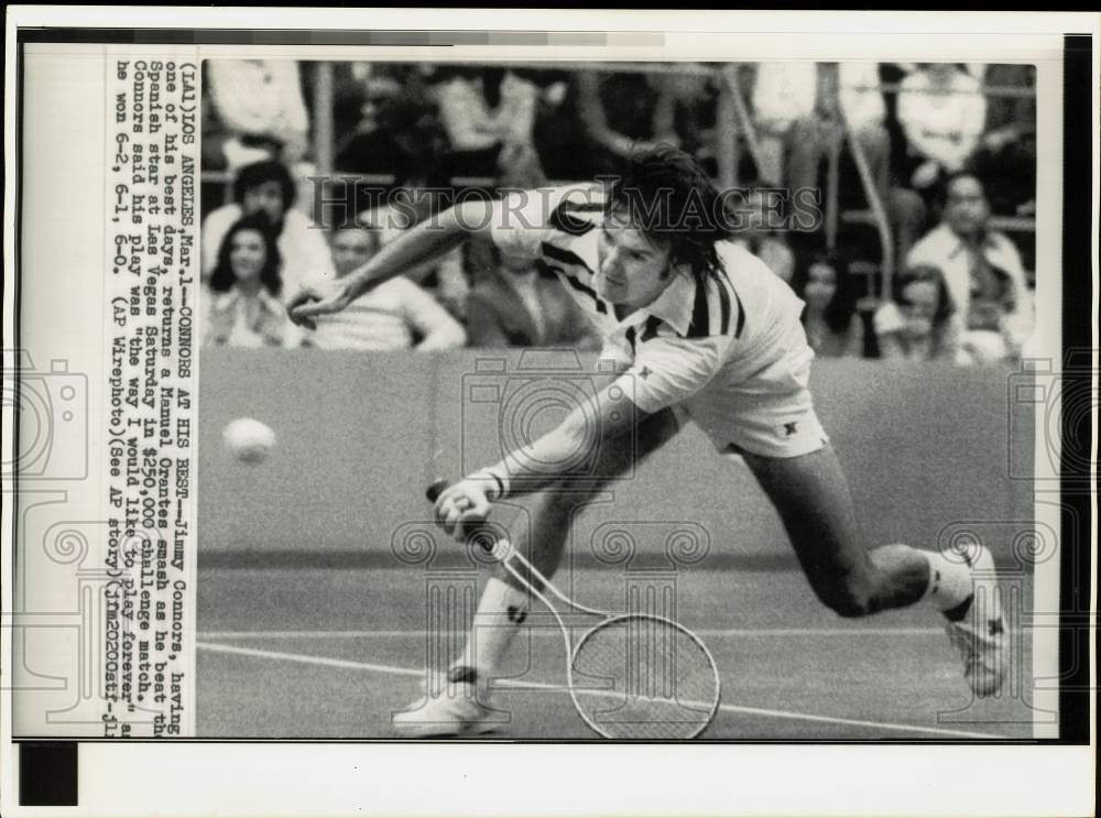 Press Photo Jimmy Connors in action during $250,000 challenge match in Las Vegas- Historic Images