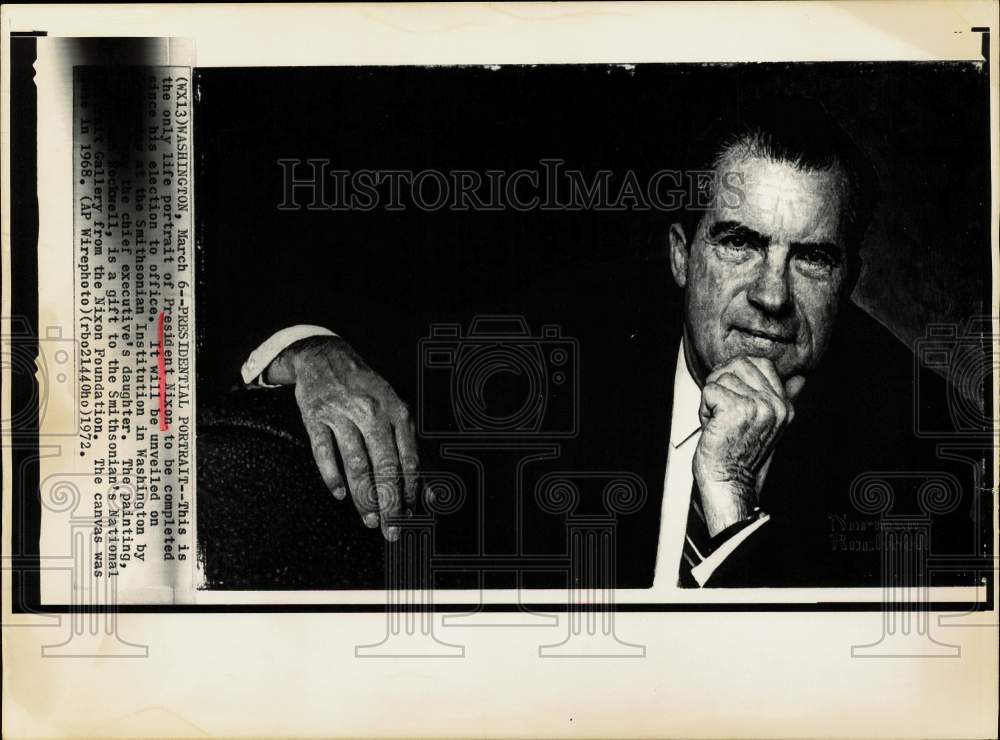 1972 Press Photo Life portrait of President Richard Nixon by Norman Rockwell- Historic Images