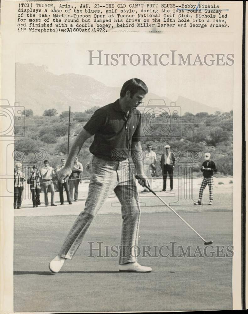 1972 Press Photo Bobby Nichols plays on 18th hole at Tucson golf tournament- Historic Images