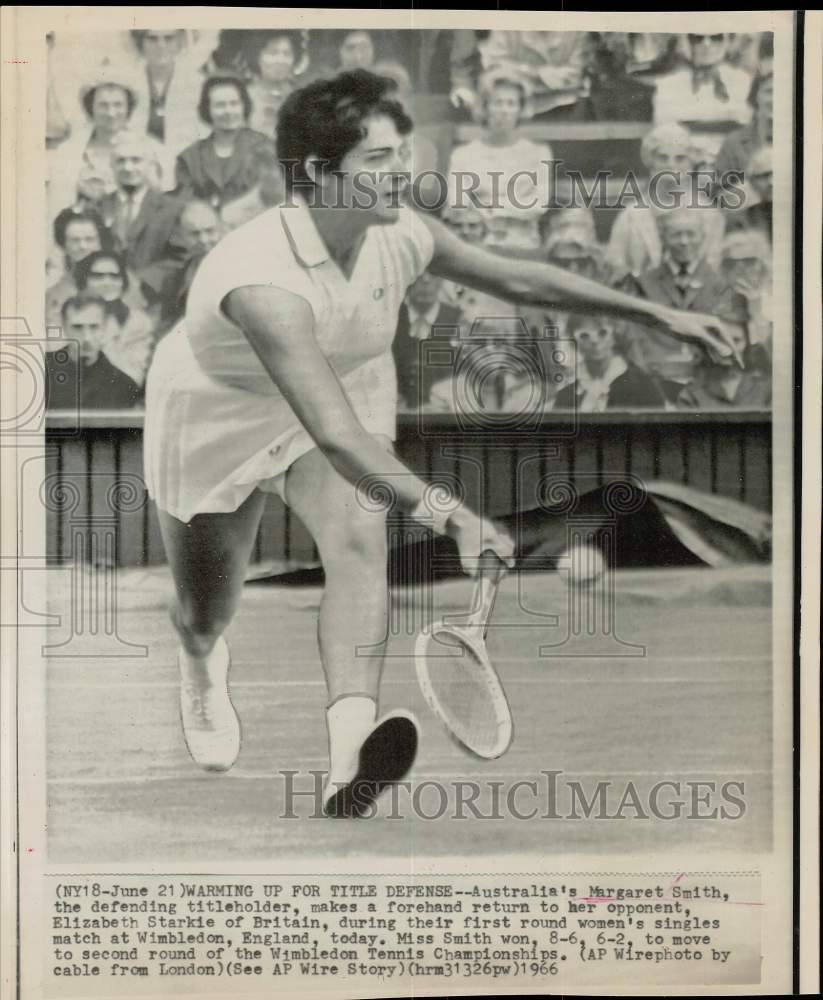 1966 Press Photo Australian Margaret Smith at the Wimbledon Tennis Championships- Historic Images