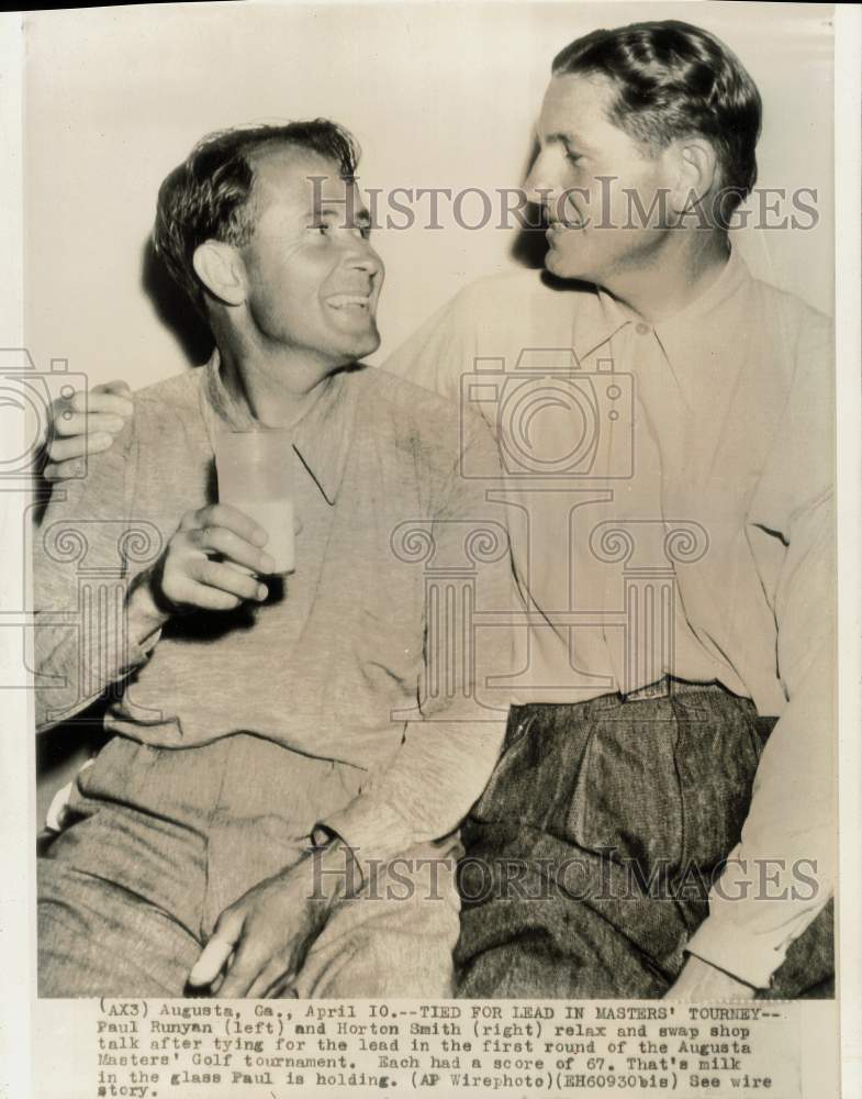 1959 Press Photo Paul Runyan &amp; Horton Smith at the Augusta Masters&#39; Golf tourney- Historic Images